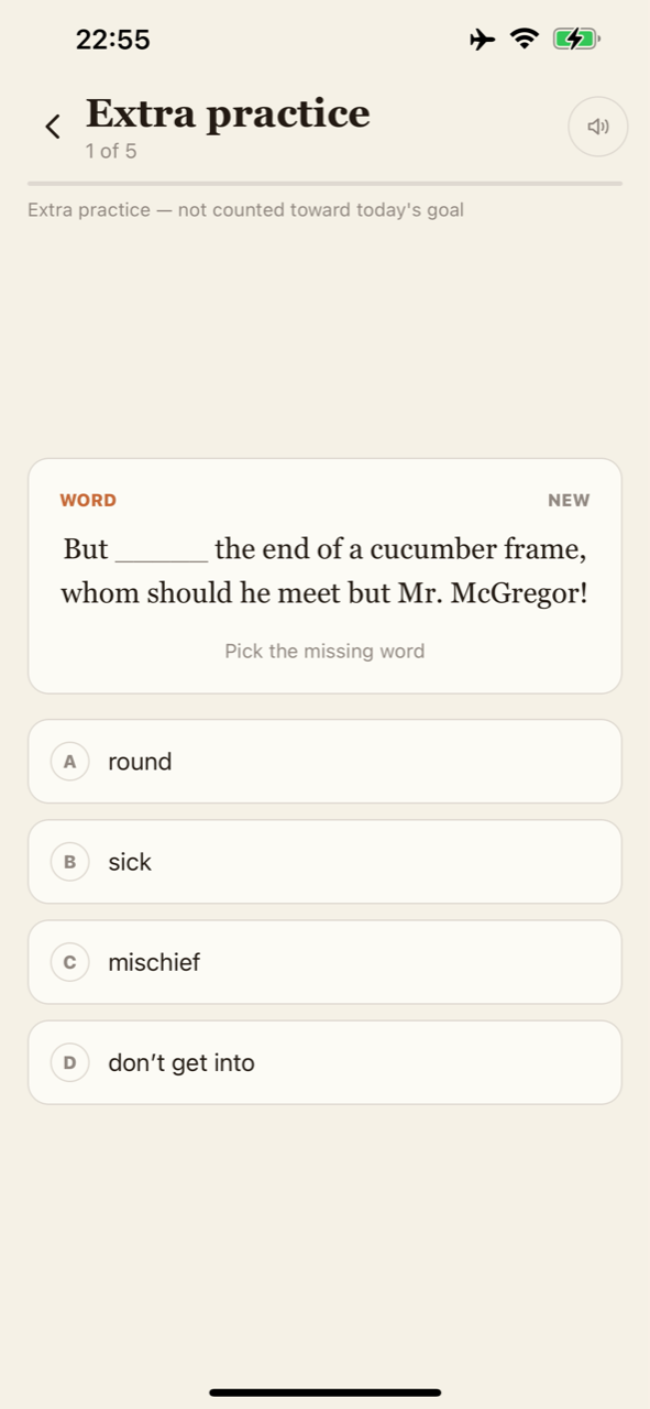 Vocabulary practice with a sentence completion exercise